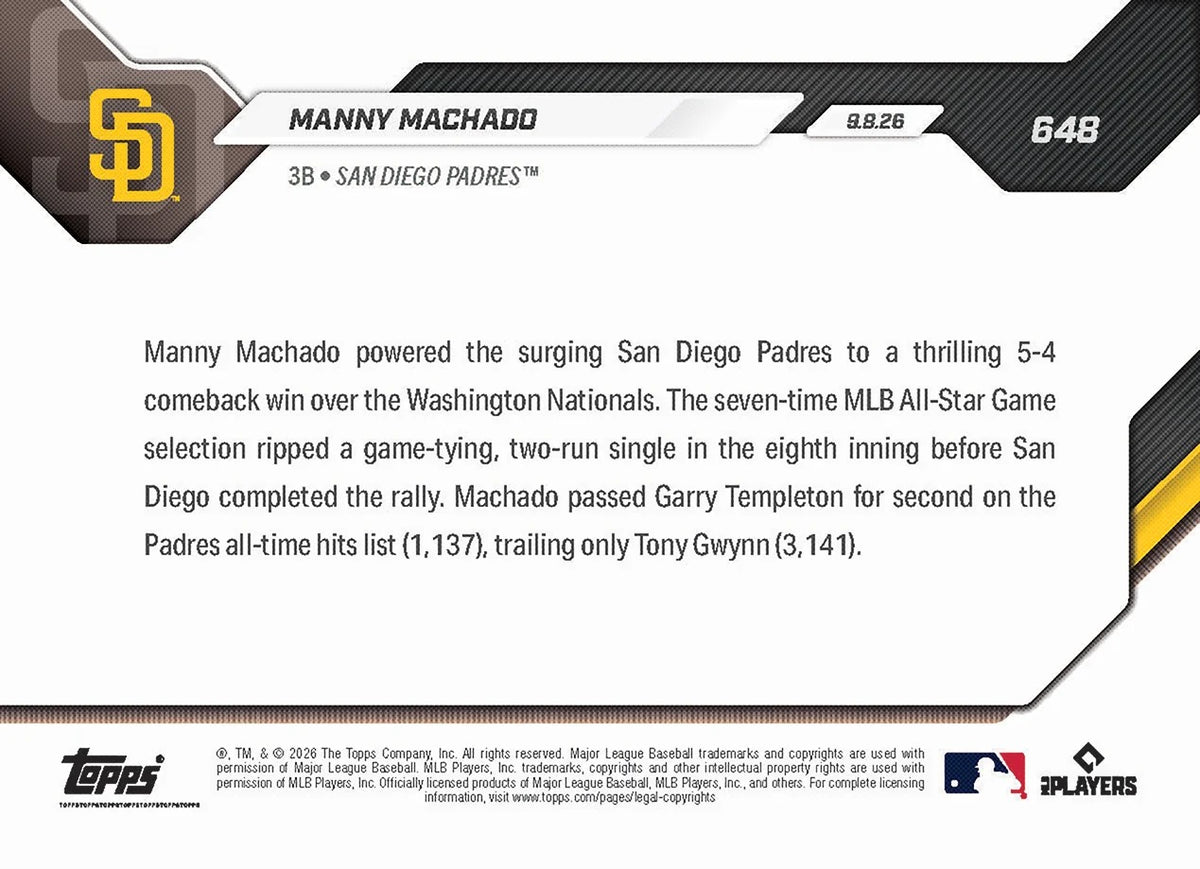 2026 | Topps | Now | MLB | #648 | Manny Machado | Base