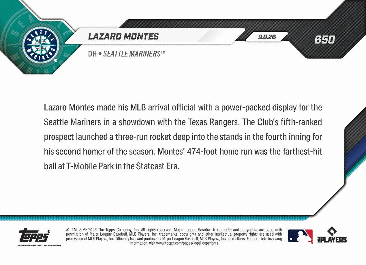 2026 | Topps | Now | MLB | #650 | Lazaro Montes | Base