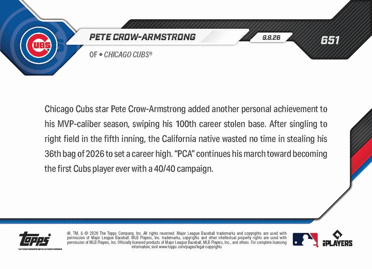 2026 | Topps | Now | MLB | #651 | Pete Crow-Armstrong | Base