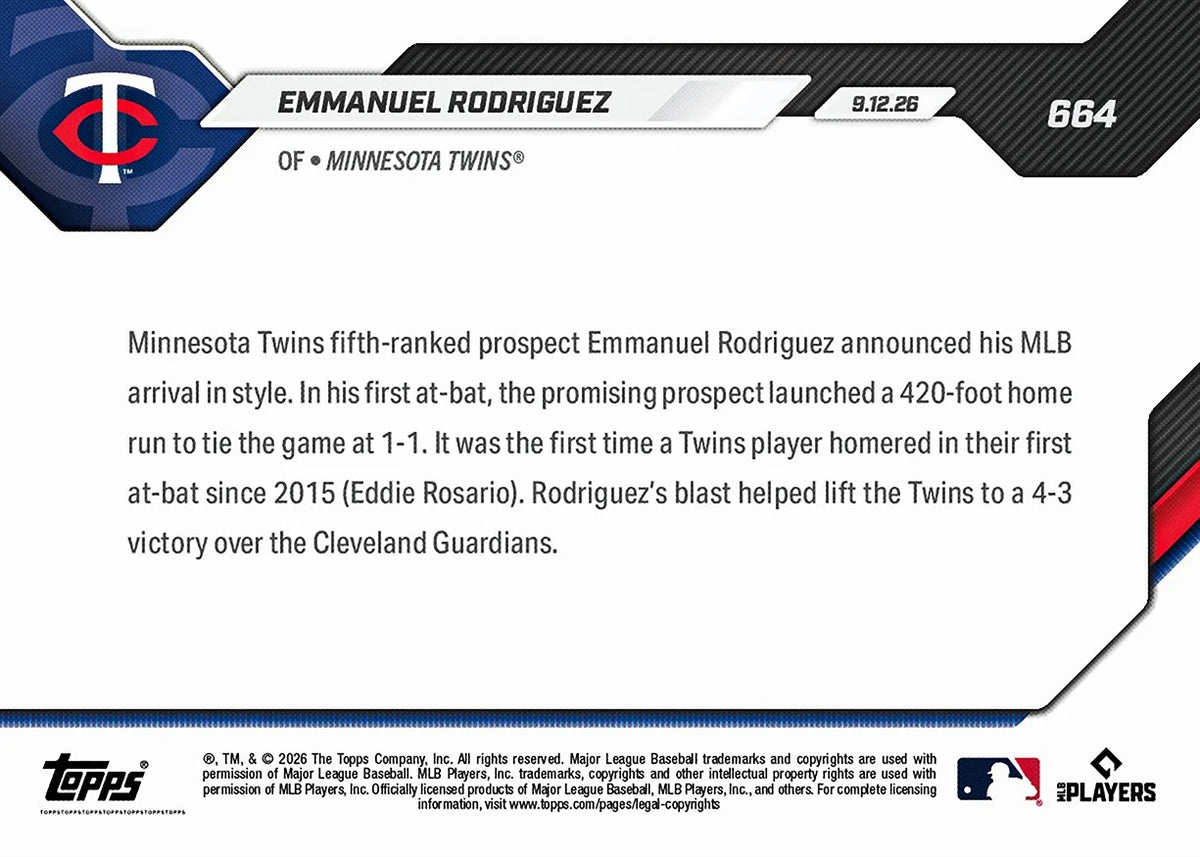 2026 | Topps | Now | MLB | #664 | Emmanuel Rodriguez | Base