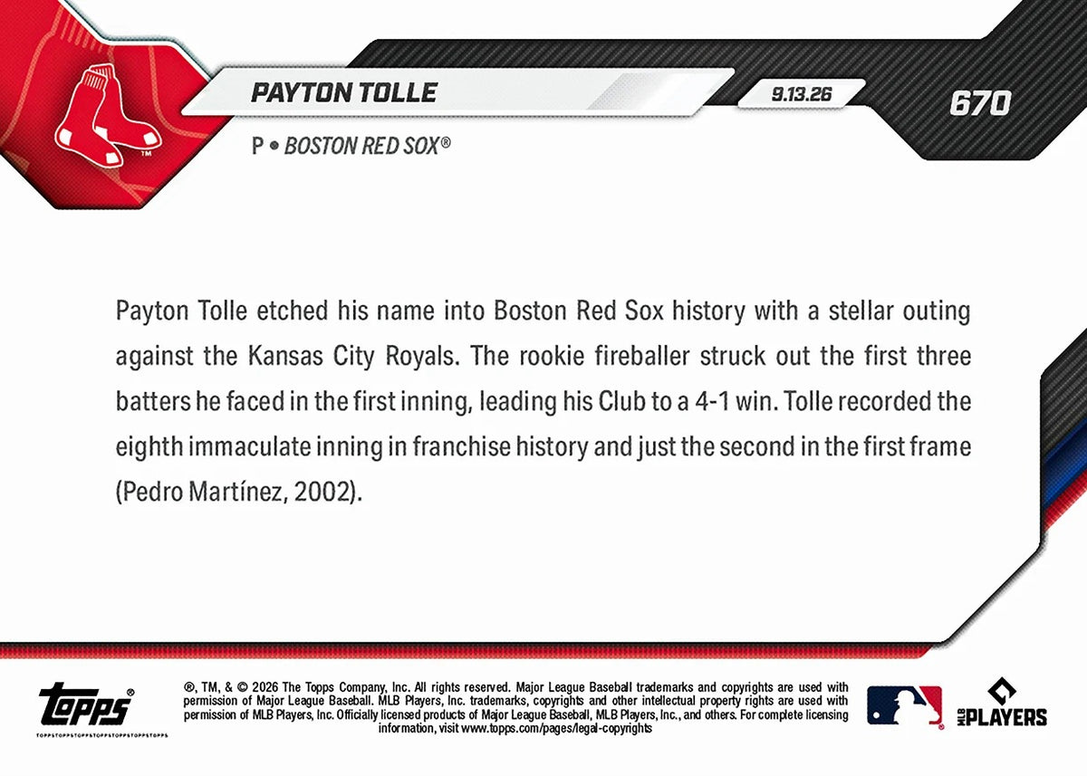 2026 | Topps | Now | MLB | #670 | Payton Tolle | Base