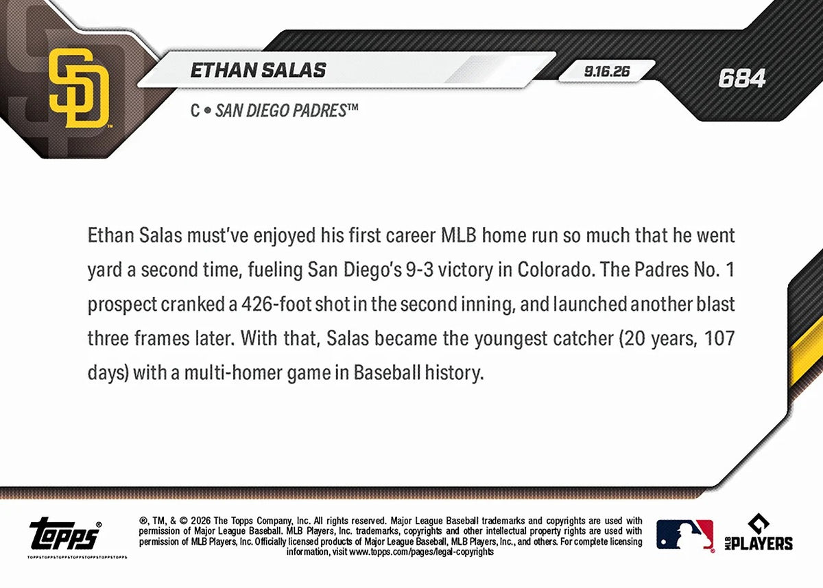 2026 | Topps | Now | MLB | #684 | Ethan Salas | Base