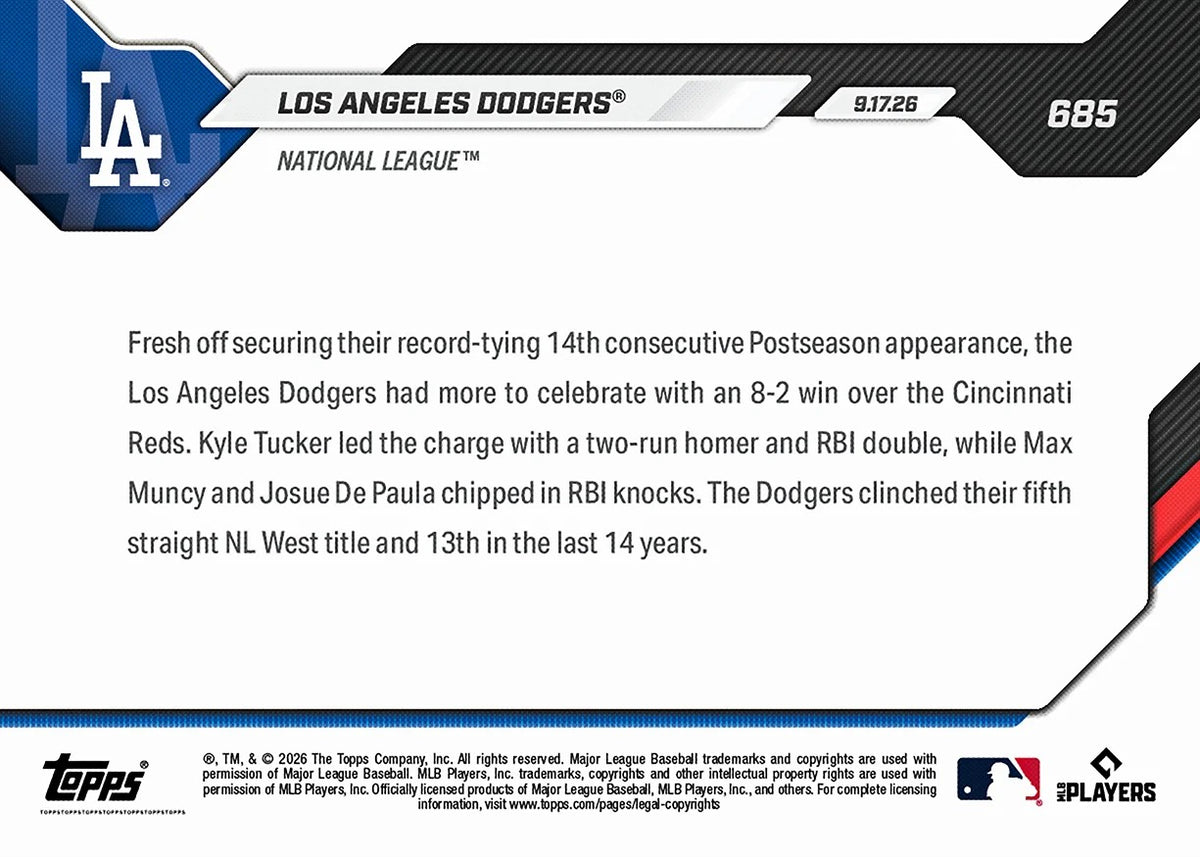 2026 | Topps | Now | MLB | #685 | Los Angeles Dodgers | Base