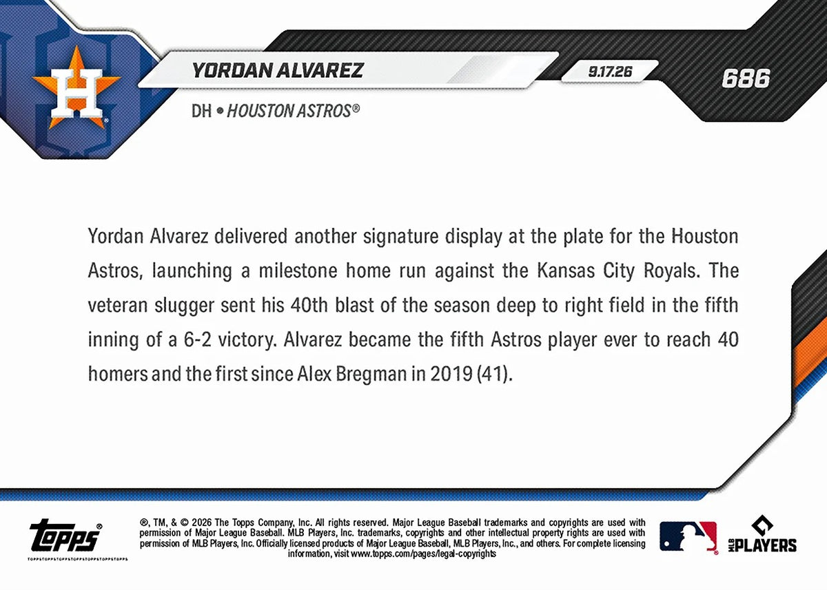 2026 | Topps | Now | MLB | #686 | Yordan Alvarez | Base