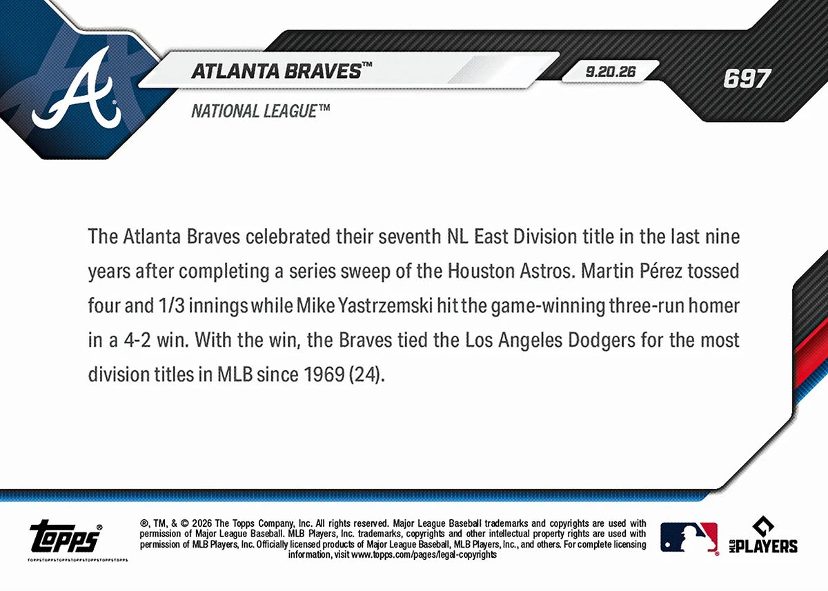 2026 | Topps | Now | MLB | #697 | Atlanta Braves | Base