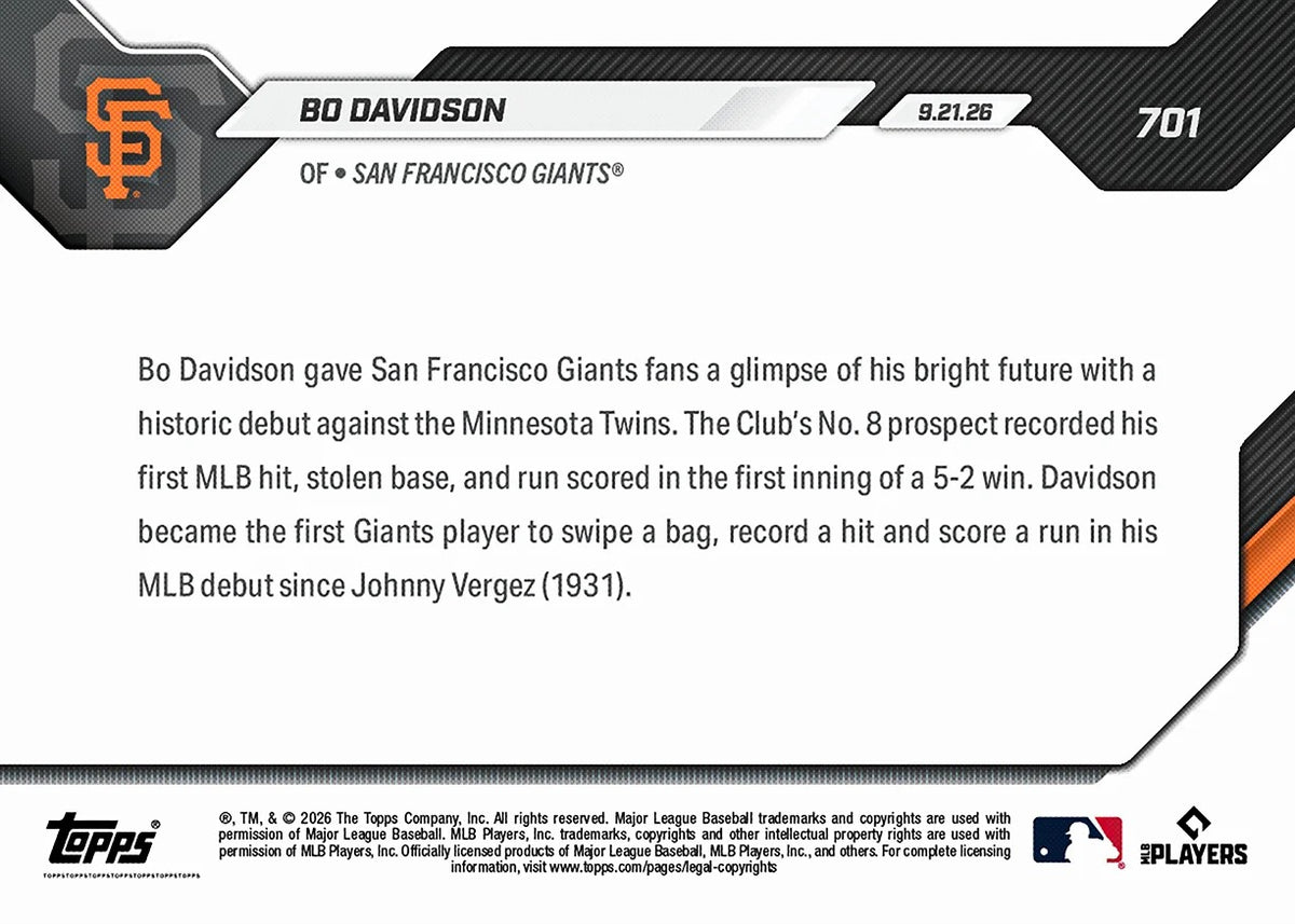 2026 | Topps | Now | MLB | #701 | Bo Davidson | Base