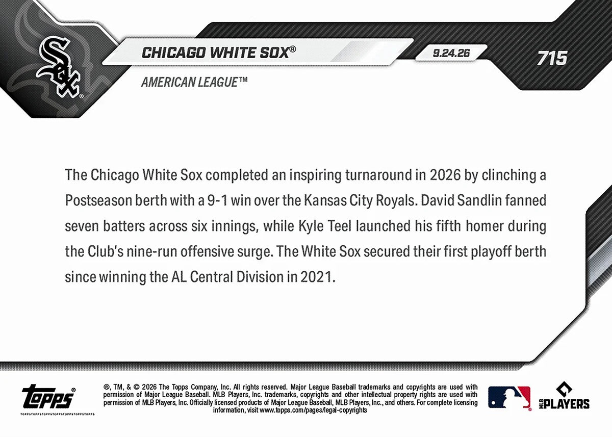 2026 | Topps | Now | MLB | #715 | Chicago White Sox | Base
