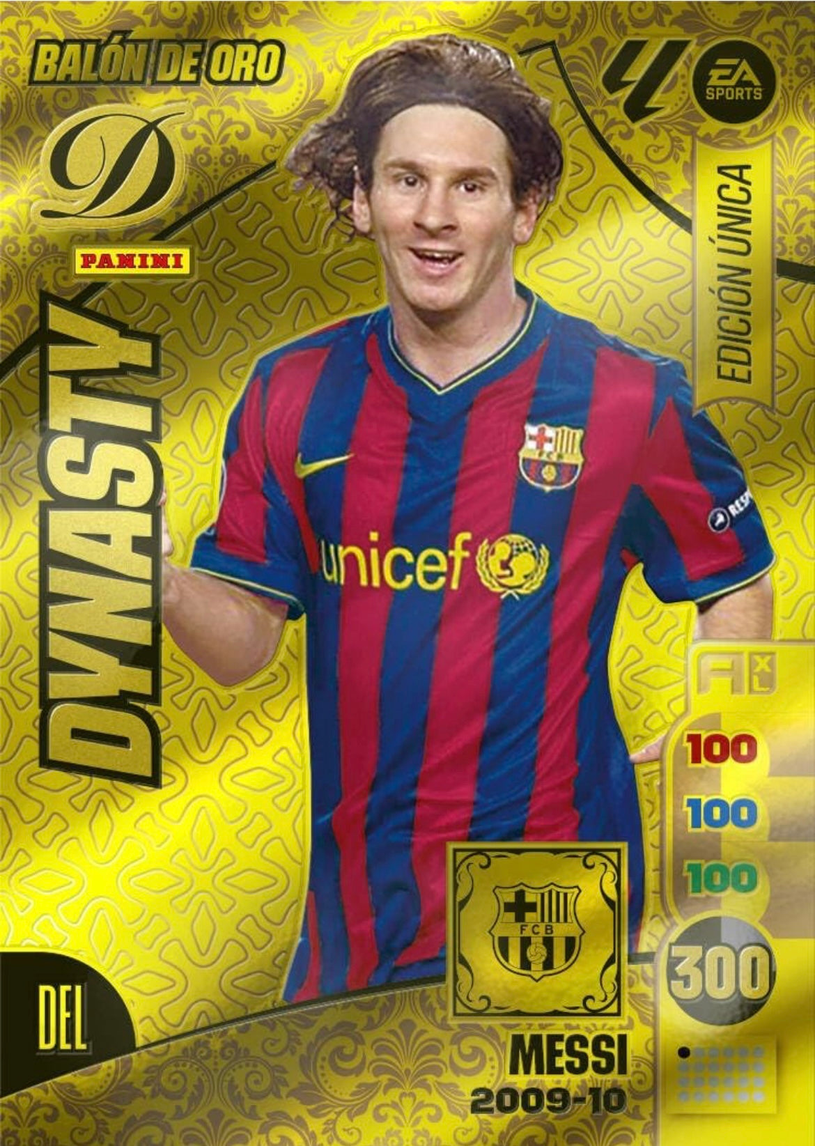 Panini Adrenalyn XL La Liga 2024/2025 - #DY/01 - Lionel Messi - 2009-10 - FC Barcelona - Dynasty - Ballon d'Or - Unique Edition