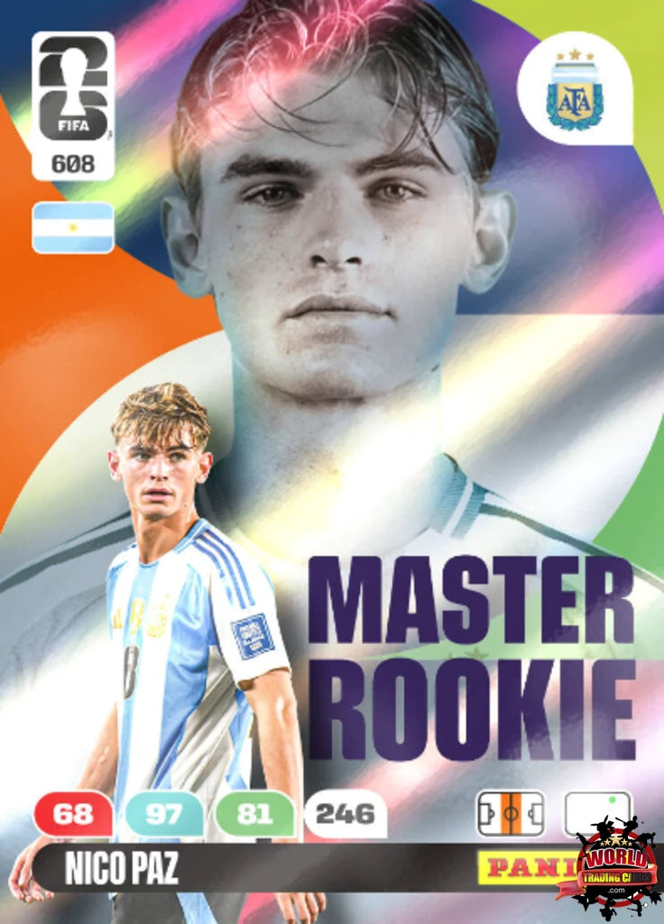 #608|Panini|Adrenlyn XL|FIFA World Cup|2026|Nico Paz|Master Rookie