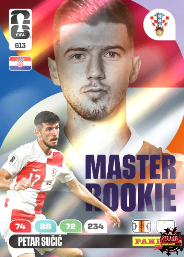#613|Panini|Adrenlyn XL|FIFA World Cup|2026|Petar Sucic|Master Rookie