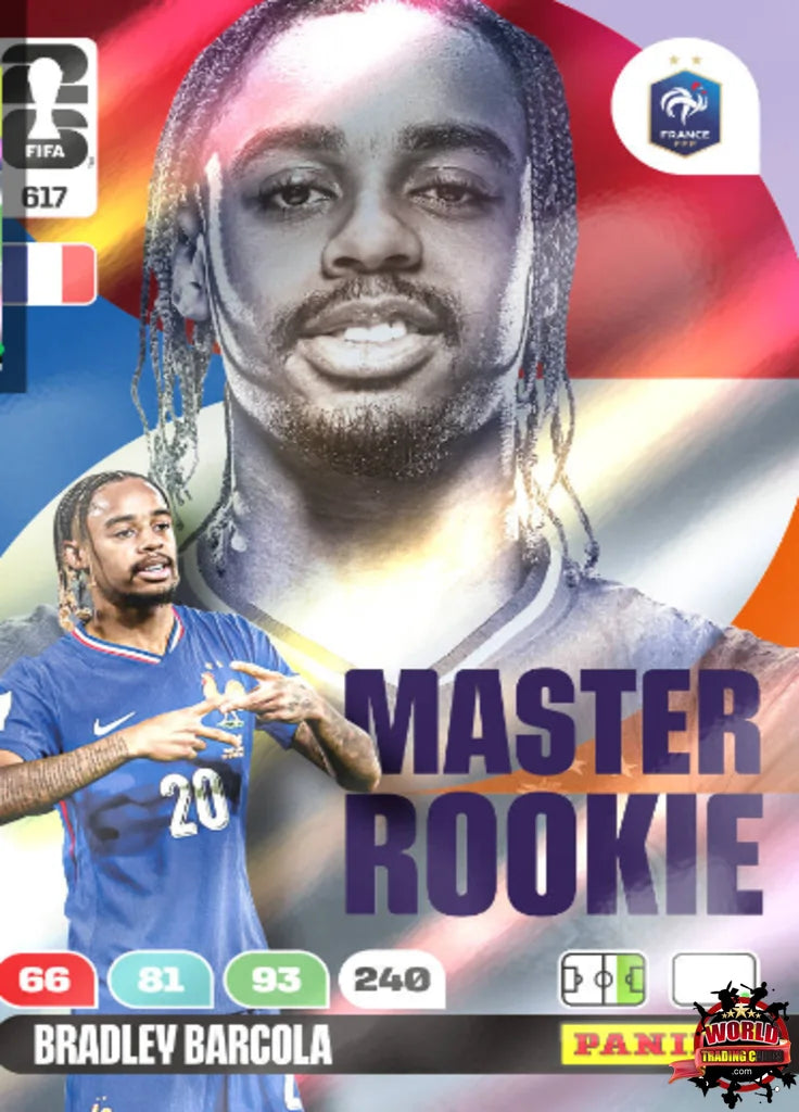 #617|Panini|Adrenlyn XL|FIFA World Cup|2026|Bradely Barcola|Master Rookie