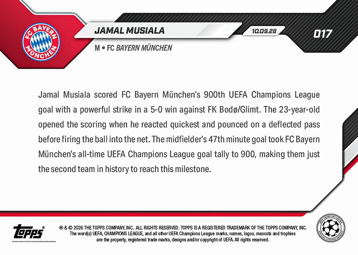 2026-27 | Topps | Now | Uefa Champions League | #017 | Jamal Musiala | Base