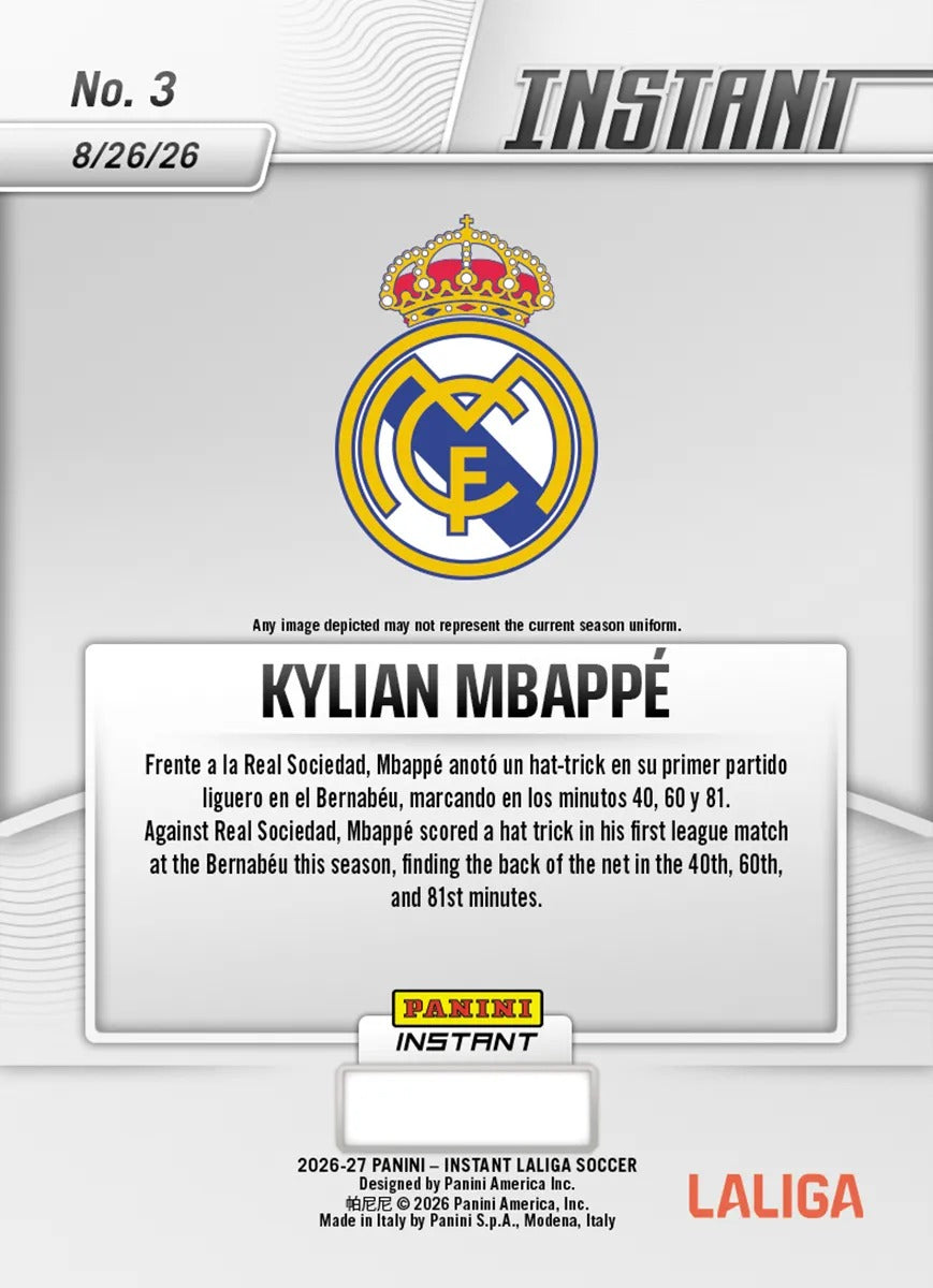 2026-27 | Panini | Instant | La Liga | #003 | Kylian Mbappé | Base