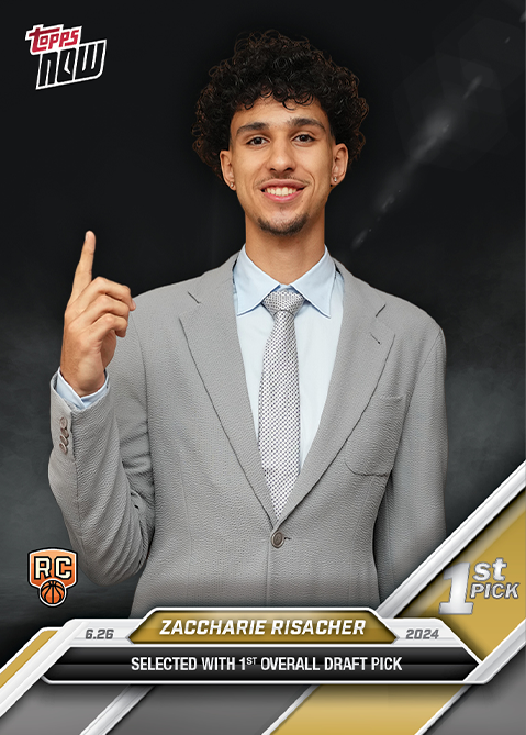 Zaccharie Risacher - 2024 - Topps Now Basketball - Selected With 1st Overall Draft Pick - # D-1 - World Trading Cards - Basketball Card - RAW Chrome