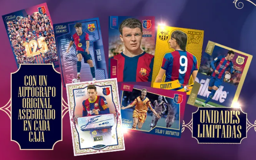 Panini Tributo FC Barcelona - 125 Aniversario - 100 Cartas + 8 Extras - 1 Autografo Original por Caja. ENVÍO GRATIS