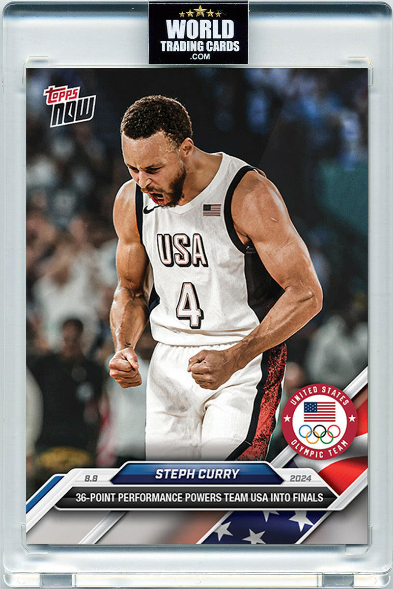 Stephen Curry - 2024 - Topps Now Olympic Game Paris - 36 Puntos en Semifinal- #22 - World Trading Cards - Tarjeta Basketball - Cromos Pristine 10