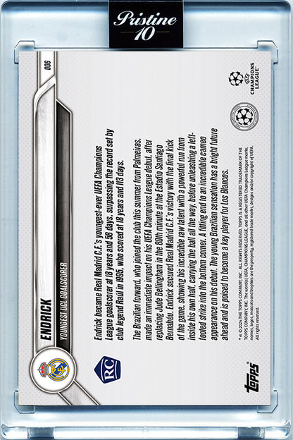 Endrick - 2024 - Topps Now UCL - ROOKIE - Real Madrid - RECORD - Youngest player to score in Champions League - #006 - World Trading Cards - Football Card - Pristine 10 Stickers