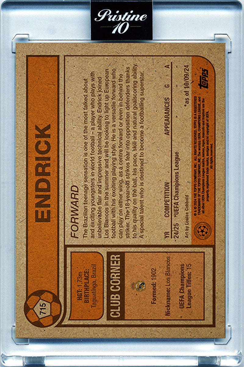 Endrick - 2024 - Topps Living Set UCL - ROOKIE - Real Madrid - #715 - World Trading Cards - Tarjeta Fútbol - Cromos Pristine 10