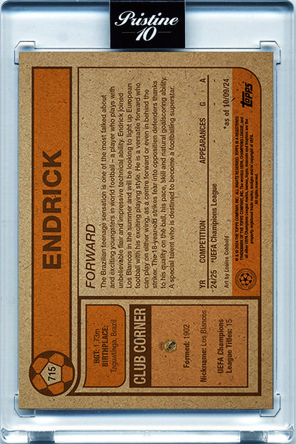 Endrick - 2024 - Topps Living Set UCL - ROOKIE - Real Madrid - #715 - World Trading Cards - Tarjeta Fútbol - Cromos Pristine 10
