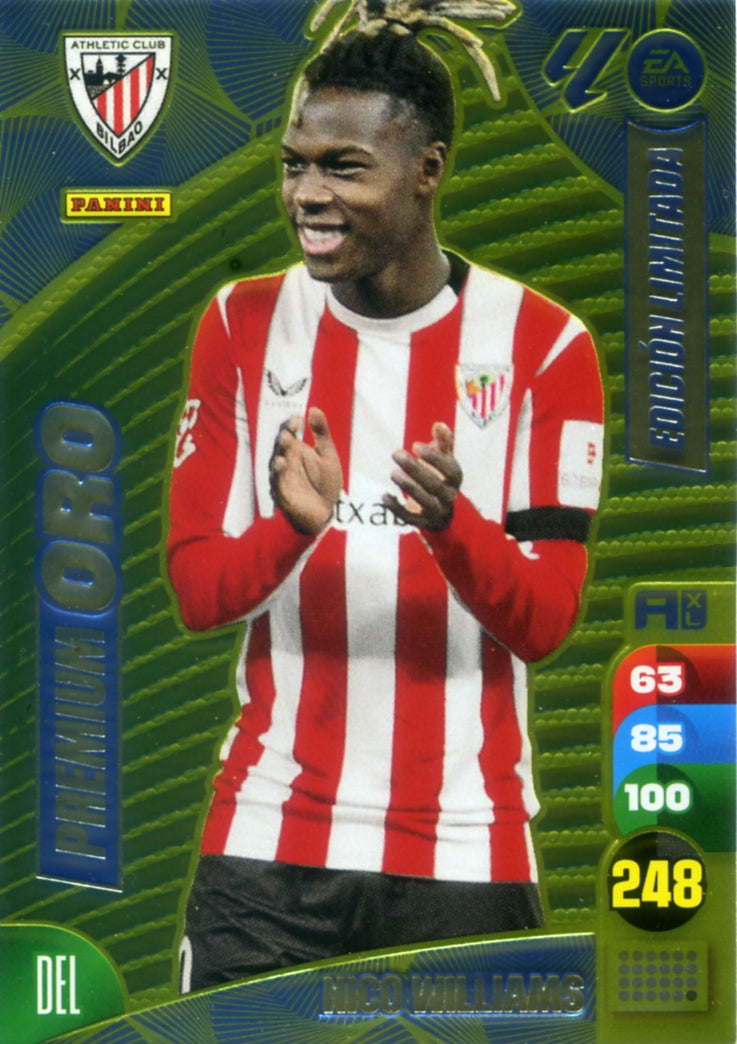 Panini Adrenalyn XL La Liga 2024/2025 - NICO WILLIAMS - Premium Gold Limited Edition - RAW Chrome