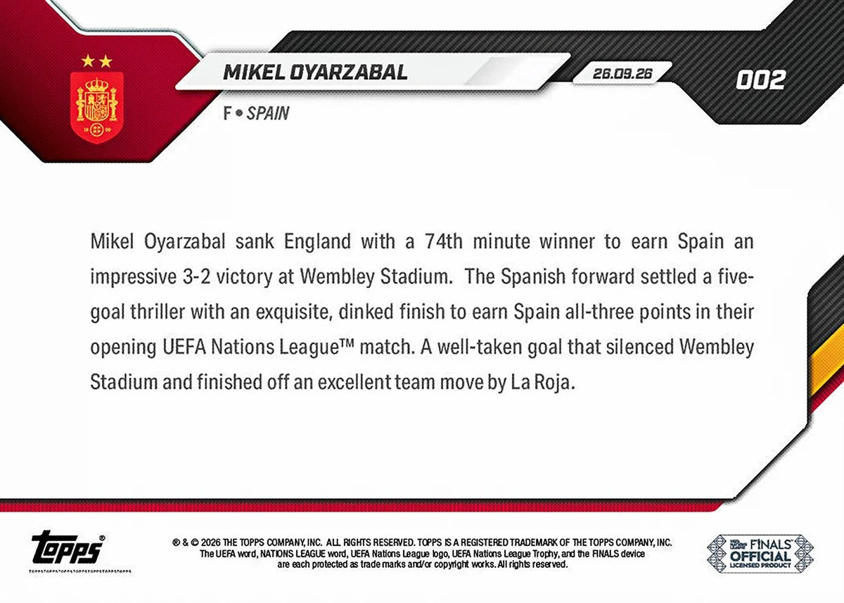 2026-27 | Topps | Now | UNL | #002 | Mikel Oyarzabal | Base