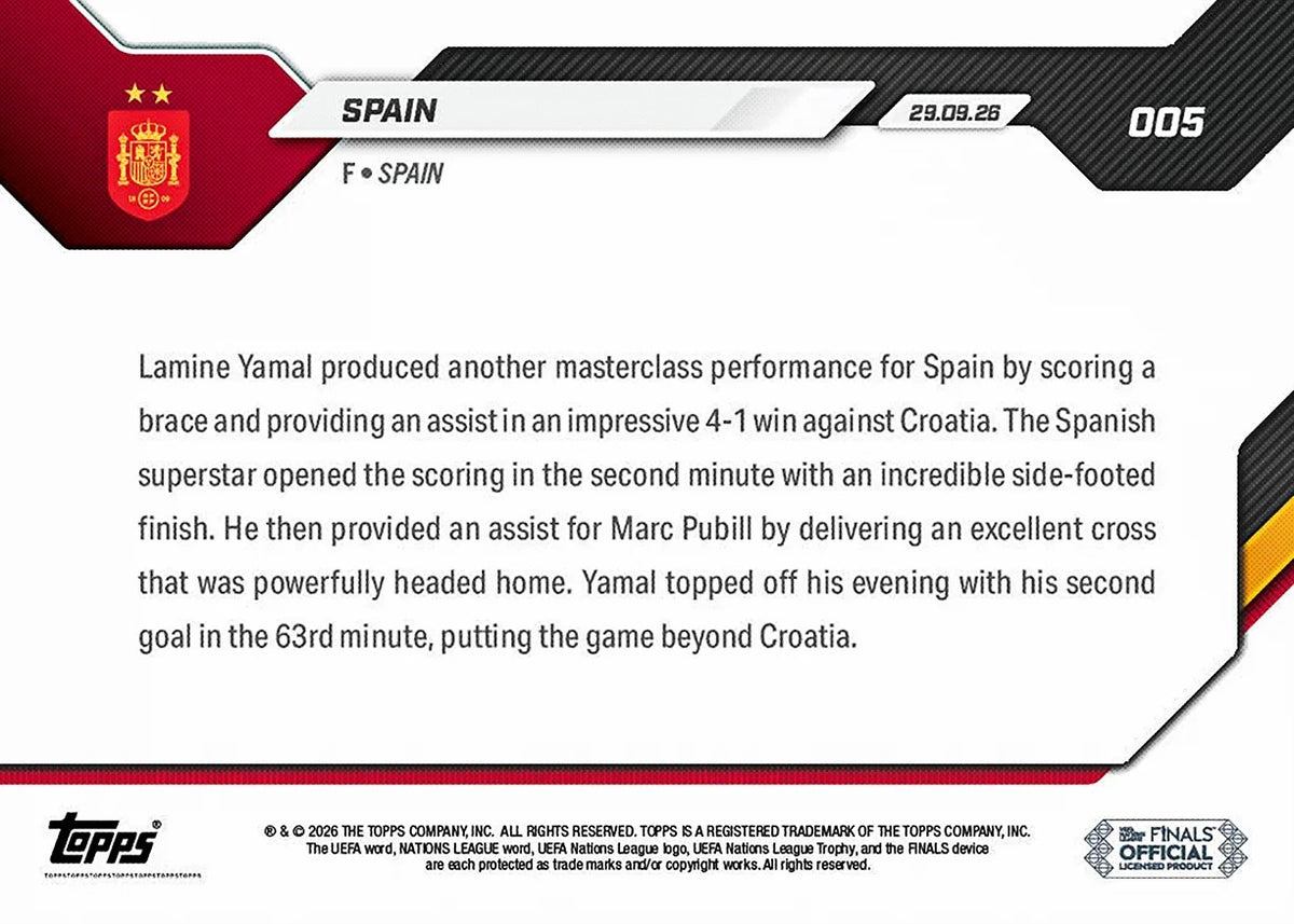 2026-27 | Topps | Now | UNL | #005 | Lamine Yamal | Base