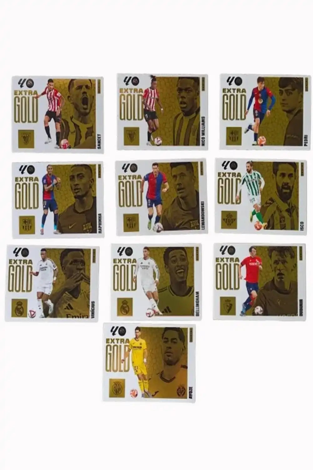 Liga Este 2025-26 - LOTE EXTRA GOLD + SUPREME EXTRA GOLD - 13 CROMOS PANINI