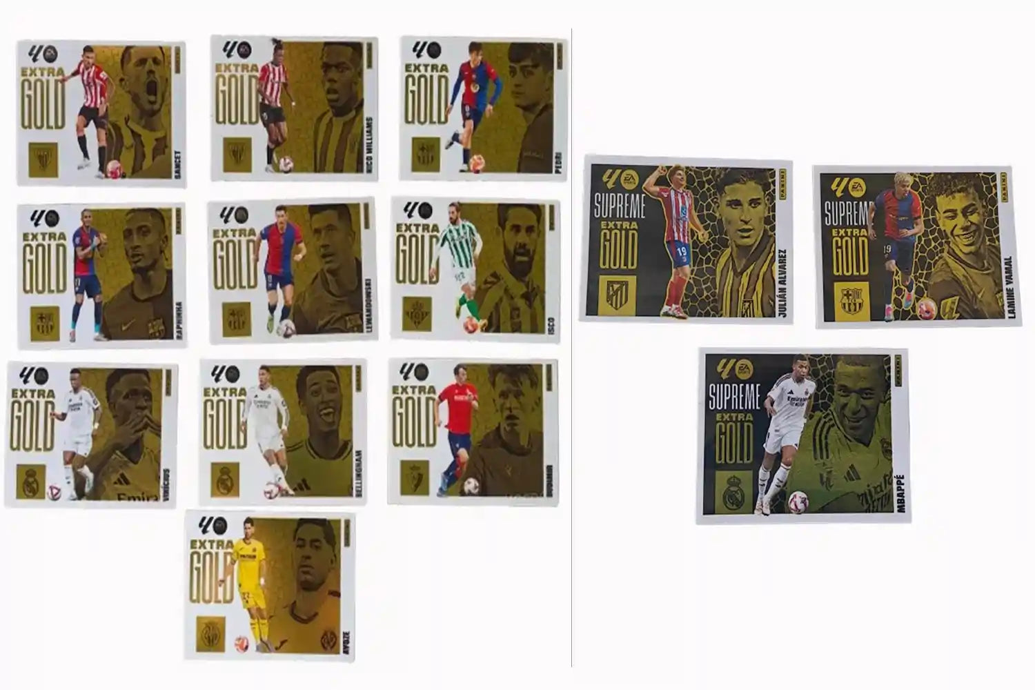 Liga Este 2025-26 - LOTE EXTRA GOLD + SUPREME EXTRA GOLD - 13 CROMOS PANINI