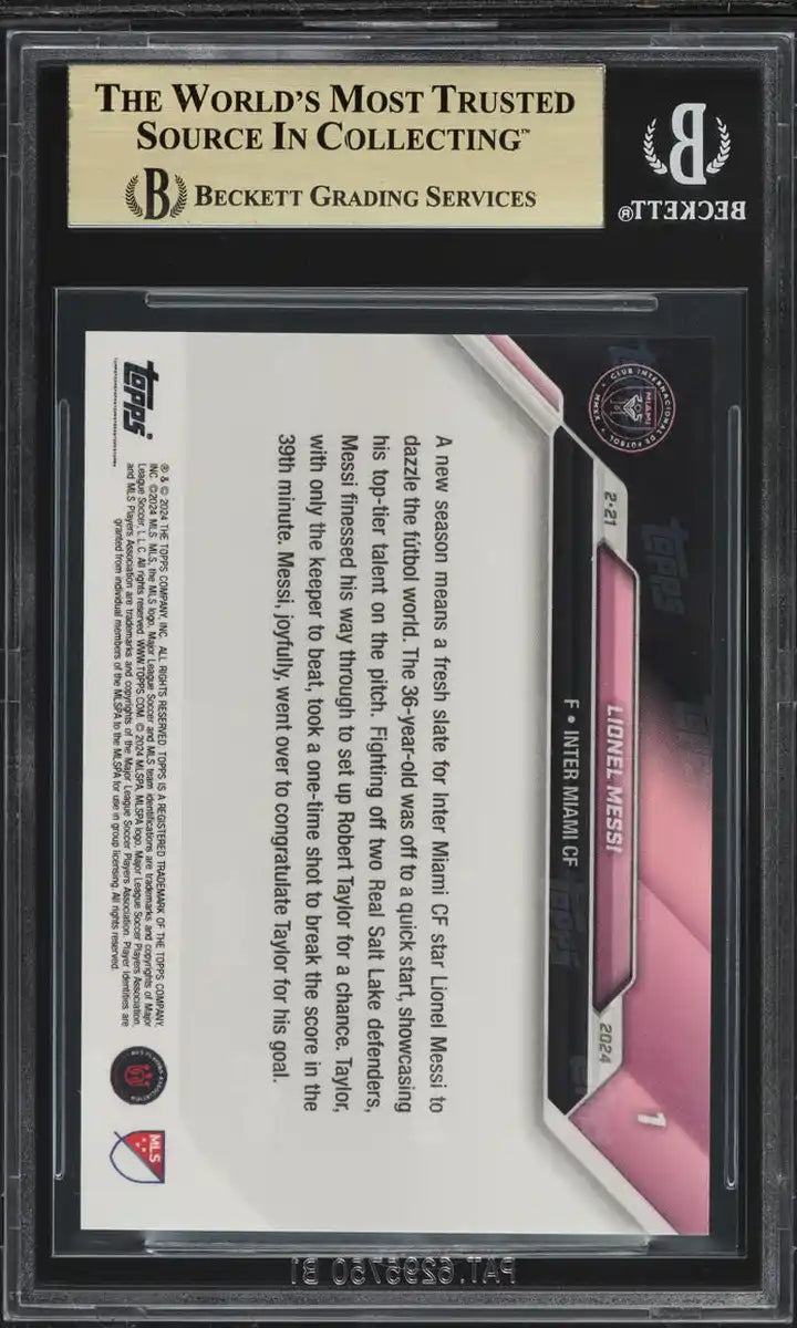 Lionel Messi - 2024 - Topps Now MLS - #46 - Inter Miami - SGC 9.5 - Black - Numbered 48/99 - World Trading Cards - Soccer Card - Chrome Graded