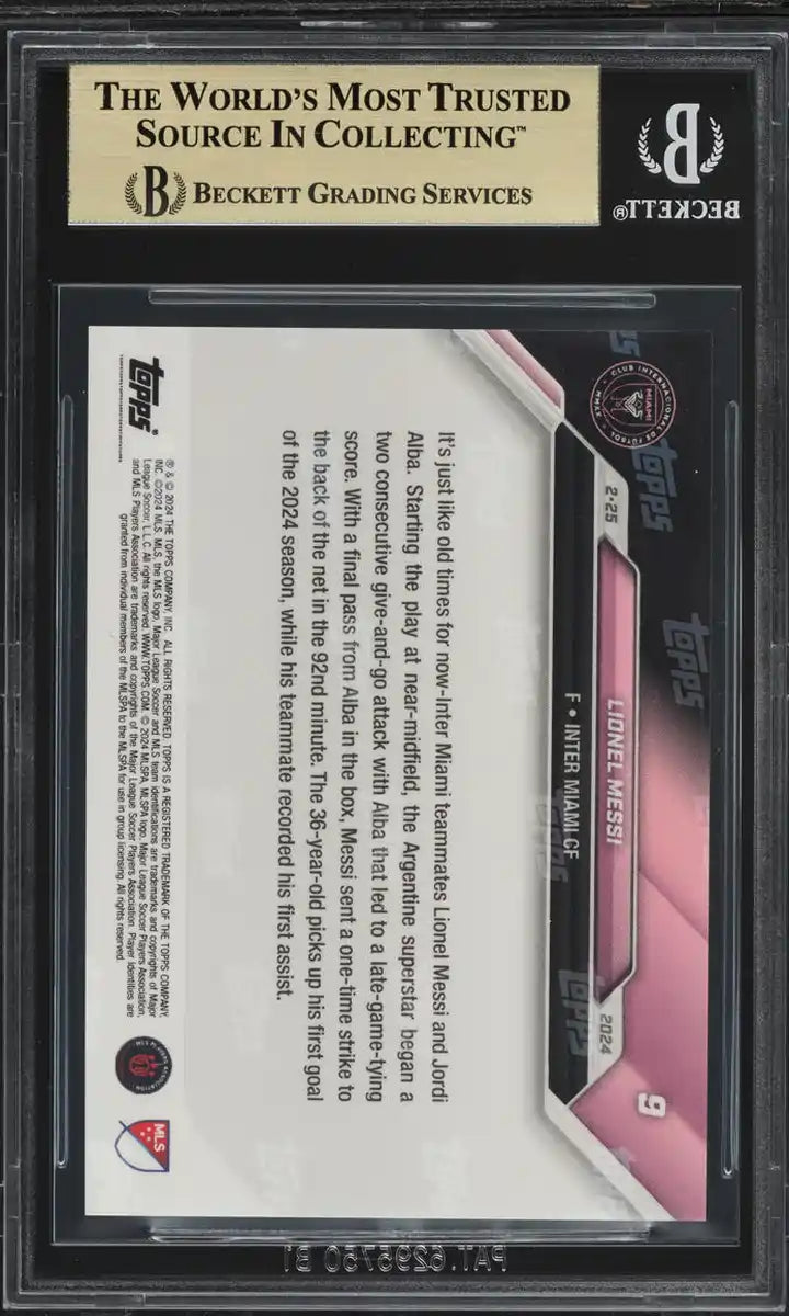 Lionel Messi - 2024 - Topps Now MLS - #46 - Inter Miami - SGC 9.5 - Black - Numbered 48/99 - World Trading Cards - Soccer Card - Chrome Graded