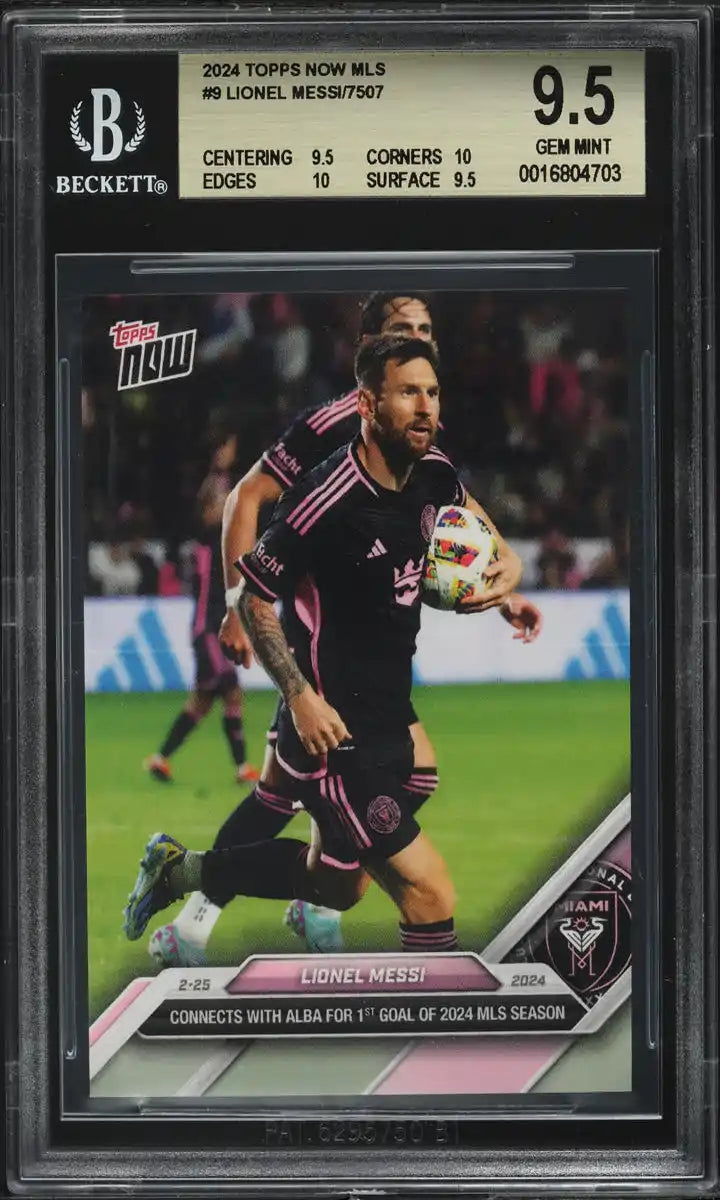 Lionel Messi - 2024 - Topps Now MLS - #46 - Inter Miami - SGC 9.5 - Black - Numbered 48/99 - World Trading Cards - Soccer Card - Chrome Graded