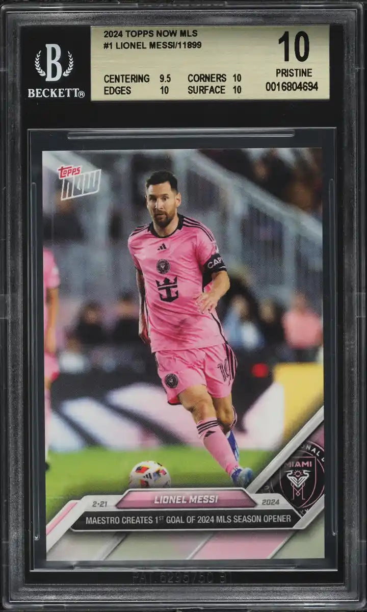Lionel Messi - 2024 - Topps Now MLS - #46 - Inter Miami - SGC 9.5 - Black - Numbered 48/99 - World Trading Cards - Soccer Card - Chrome Graded