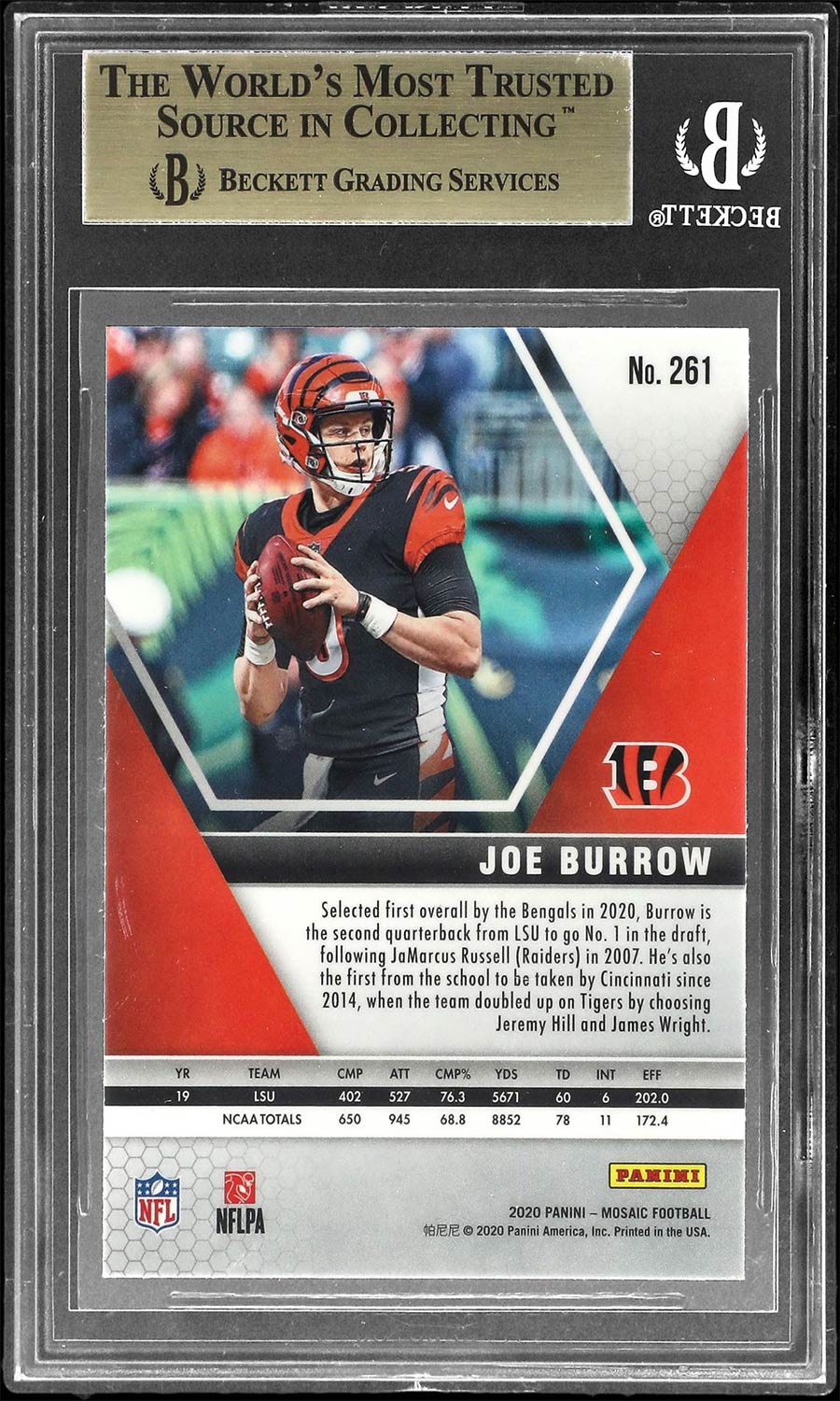 Joe Burrow - 2020 - Panini Mosaic - #261 - ROOKIE - BGS 9.5 - World Trading Cards - Football Card - Chrome Graded