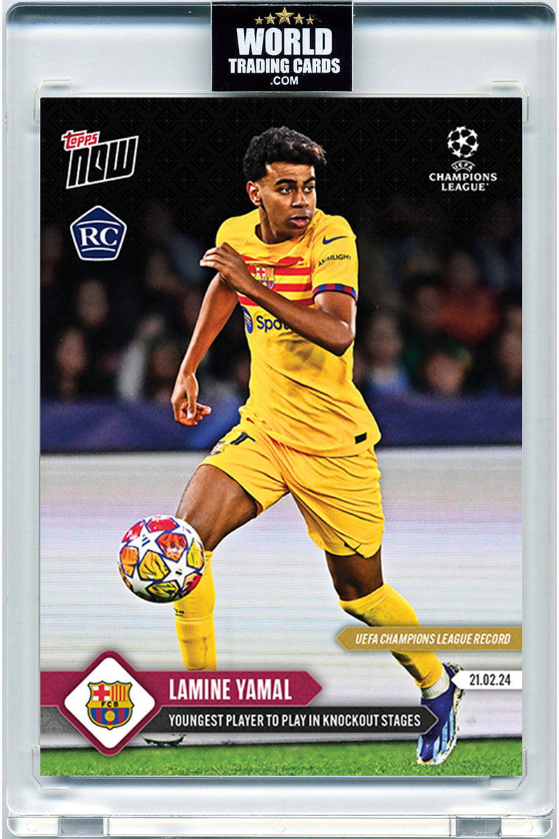 Lamine Yamal - 2024 - Topps Now UCL - Barcelona - Mas Joven partido completo en UCL - #099 - World Trading Cards - Tarjeta Fútbol - Cromos Pristine 10