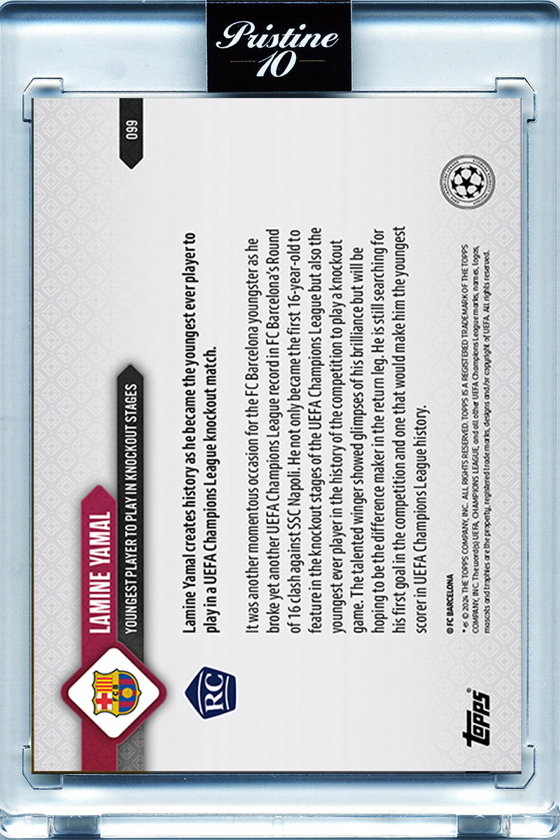 Lamine Yamal - 2024 - Topps Now UCL - Barcelona - Mas Joven partido completo en UCL - #099 - World Trading Cards - Tarjeta Fútbol - Cromos Pristine 10