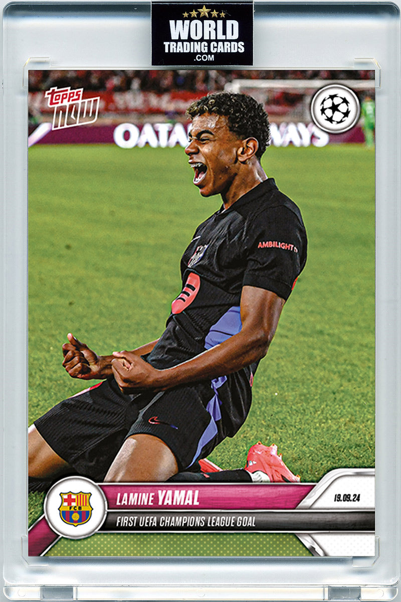 Lamine Yamal - 2024 - Topps Now UCL - Barcelona - 1º Gol en UCL - #017 - World Trading Cards - Tarjeta Fútbol - Cromos Pristine 10