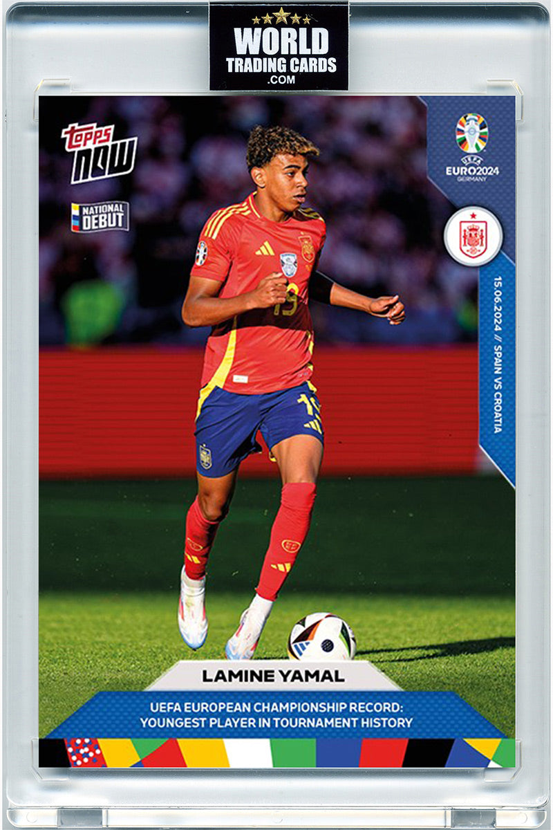 Lamine Yamal - 2024 - Topps Now Euro - España - Rookie - Record Jugador mas Joven en jugar la Euro - #005 - World Trading Cards - Tarjeta Fútbol - Cromos Pristine 10
