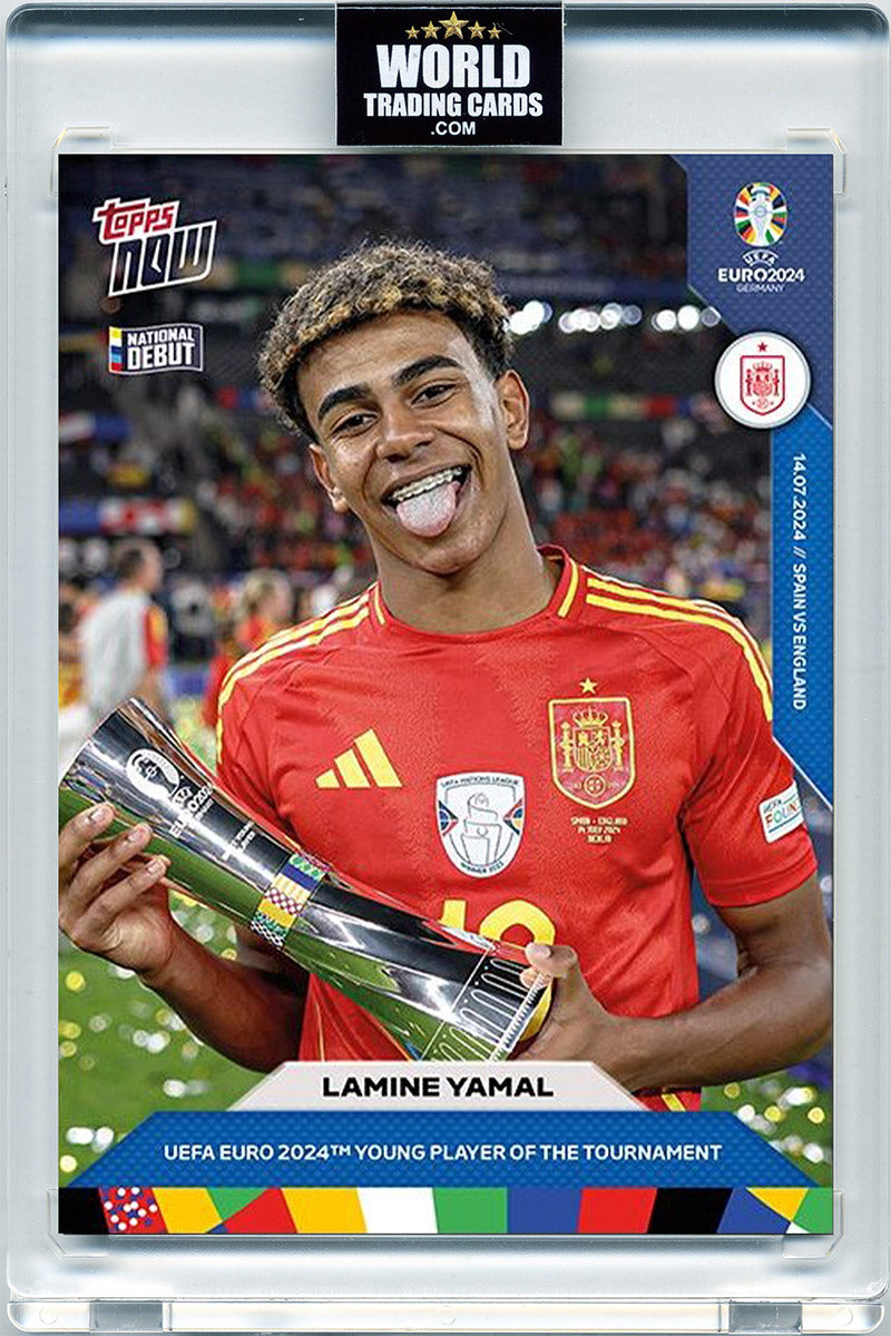 Lamine Yamal - 2024 - Topps Now Euro - España - Rookie - Récord, Mejor Jugador Joven de la Euro - #062 - World Trading Cards - Tarjeta Fútbol - Cromos Pristine 10