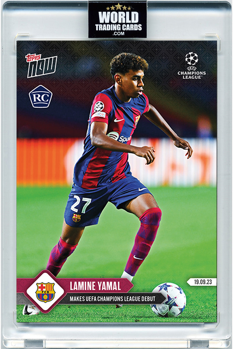 Lamine Yamal - 2023 -  Topps Now UCL - Barcelona - Debut en UCL - #009 - World Trading Cards - Tarjeta Fútbol - Cromos Pristine 10