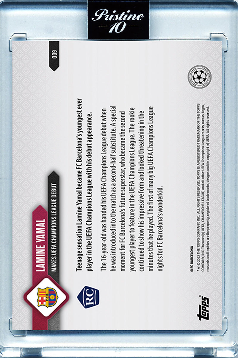 Lamine Yamal - 2023 - Topps Now UCL - Barcelona - UCL Debut - #009 - World Trading Cards - Football Card - Pristine-10