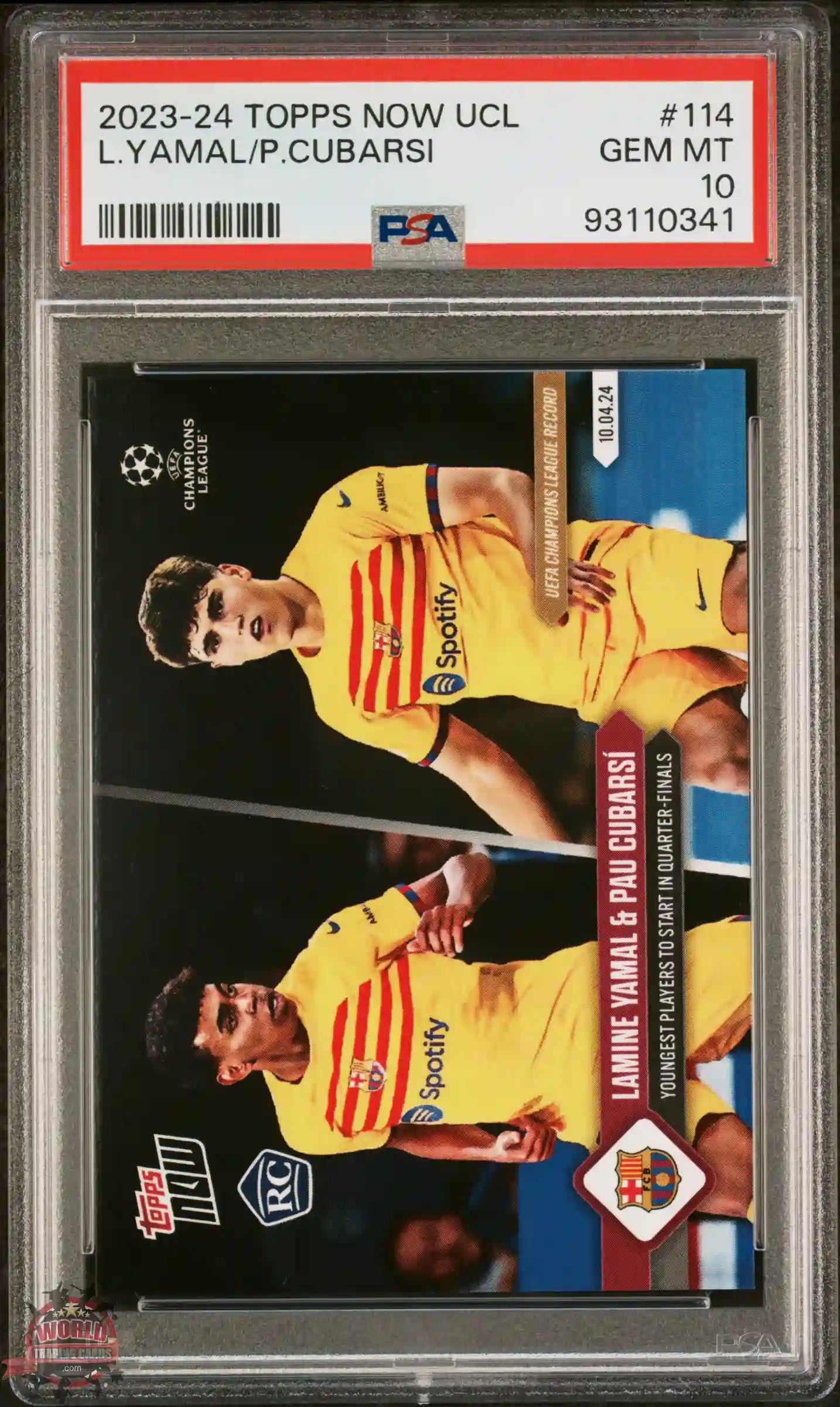 Lamine Yamal / Cubarsi - 2024 - Topps Now UCL - #114 - Barcelona - PSA 10 - World Trading Cards