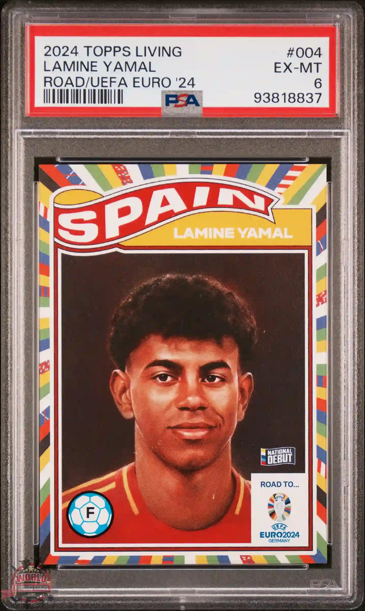 Lamine Yamal - 2024 - Topps Living Set UEFA EURO - ROOKIE - #004 - España - GRADED PSA 6 - NATIONAL DEBUT