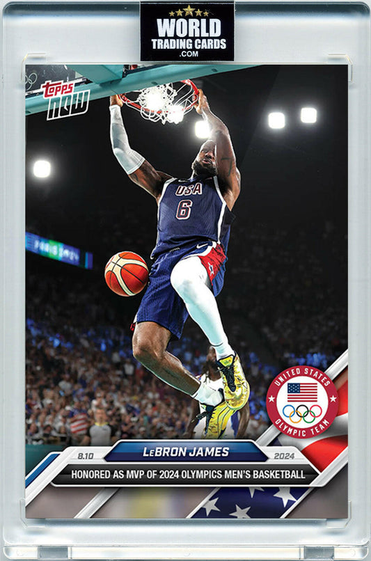 Lebron James - 2024 - Topps Now Olympic Game Paris - MVP - #30 - World Trading Cards - Tarjeta Basketball - Cromos Pristine 10