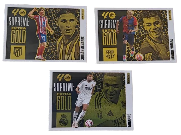 Liga Este 2025-26 - LOTE SUPREME EXTRA GOLD - 3 CROMOS de Fútbol PANINI