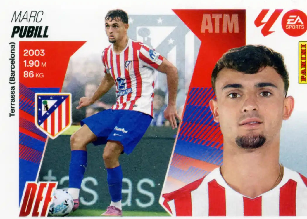 Cromo Trading Card Fútbol-Pubil-Atlético de Madrid-Panini Liga Este 2025-2026-5Bis-Coloca