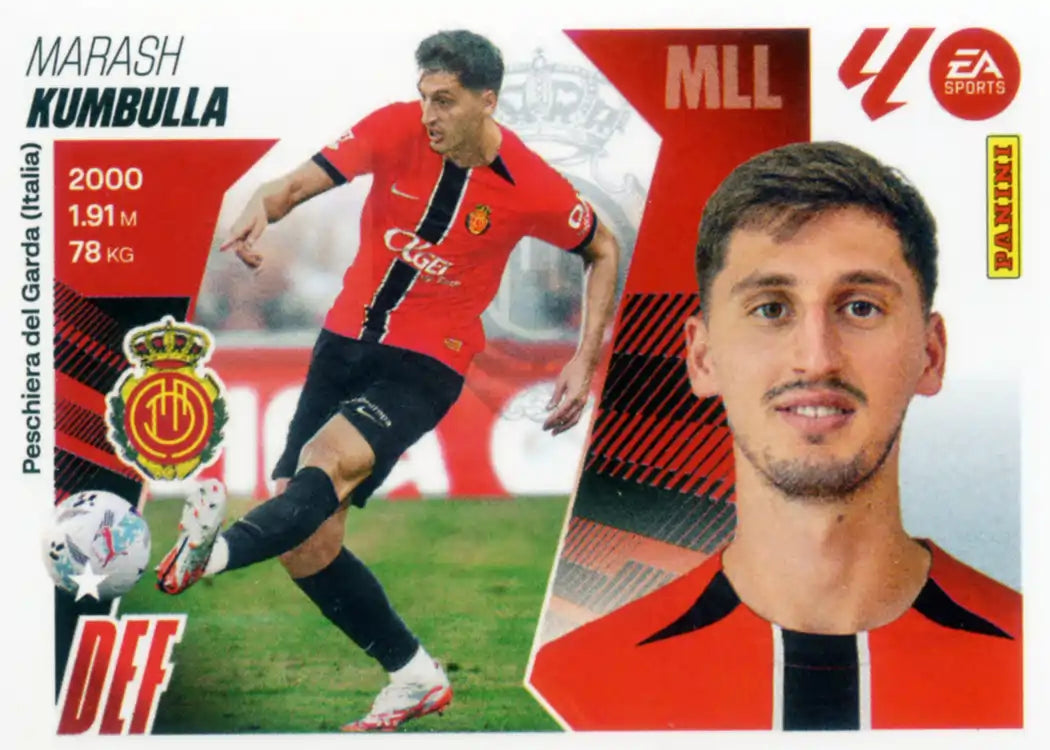 Cromo Trading Card Fútbol-Kumbulla-RCD Mallorca-Panini Liga Este 2025-2026-7Bis-Coloca