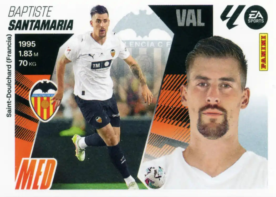 Cromo Trading Card Fútbol-Santamaria-Valencia CF-Panini Liga Este 2025-2026-11-Basico