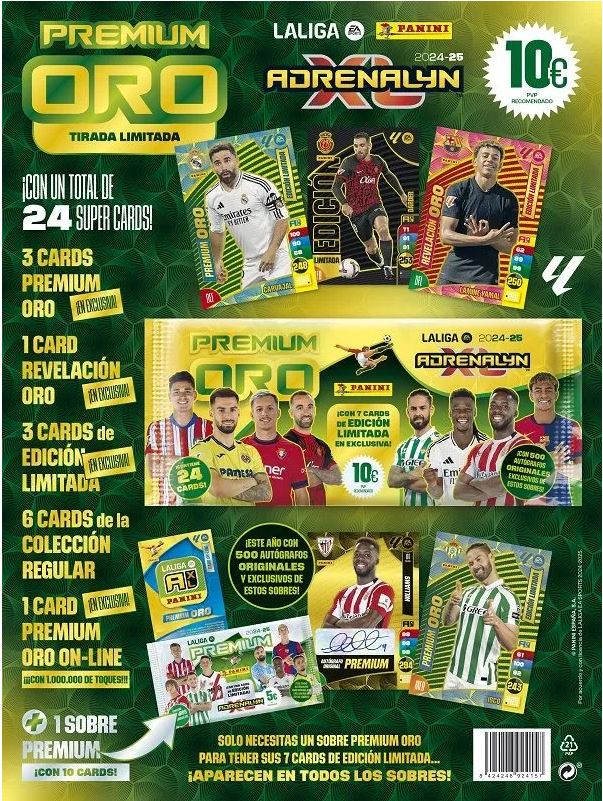 Panini Adrenalyn XL La Liga 2024/2025 - 1 ADRENALYN XL LALIGA EA SPORTS 2024/25 GOLD PREMIUM PACK + INCLUDES PREMIUM PACK 