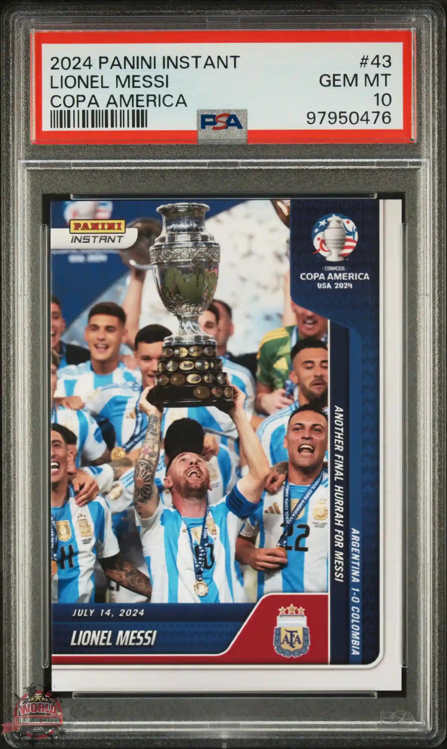 2024 PANINI INSTANT CONMEBOL COPA AMERICA 2024 #43 LIONEL MESSI PSA 10 - CERTIFICADA GRADEADA
