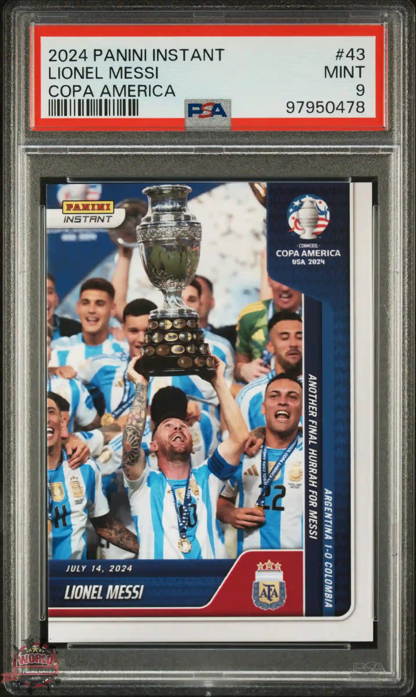 2024 PANINI INSTANT CONMEBOL COPA AMERICA 2024 #43 LIONEL MESSI PSA 9 - CERTIFICADA GRADEADA